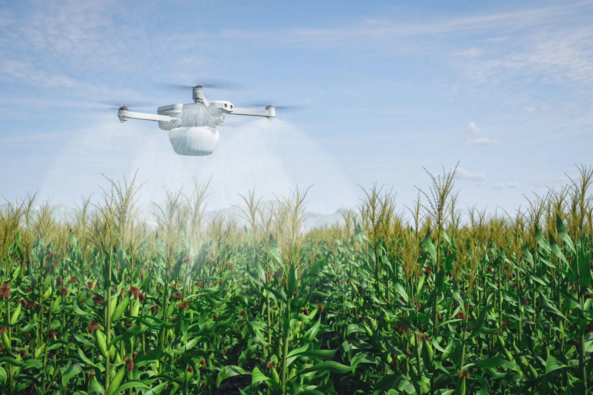 Farming technology with drone sprayer