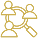 Magnifying glass with three people icons