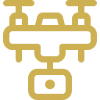 Gold drone symbol on black background